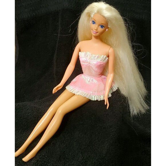 1995 Foam N Color Barbie Doll Pink Iridescent Mini Dress Long Blonde Hair VTG - Picture 8 of 16